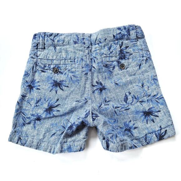 Janie & Jack 2T Blue Floral Shorts Linen Blend Hawaiian Jungle - Picture 2 of 3